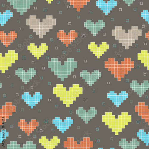 Seamless pattern with hearts on a dark background