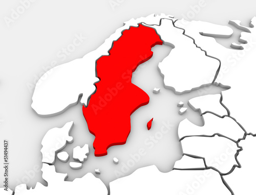 Sweden Country Map 3d Illustrated Northern Europe Continent © iQoncept