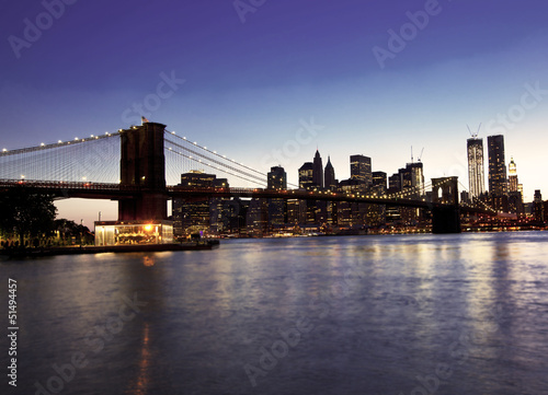 Brooklyn bridge and skyline at night