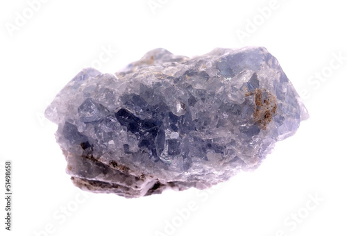 Celestine mineral isolated on a white background