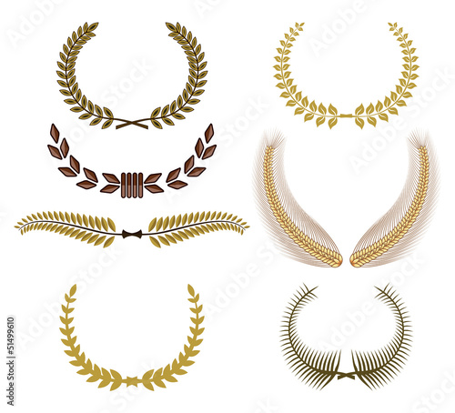 Set of laurel wreaths for design