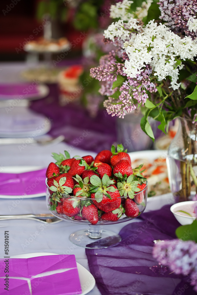 lilac decoration and food