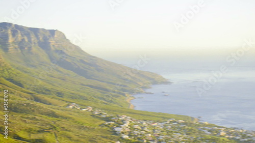 Green grassy rocky hill, table mountain, south africa