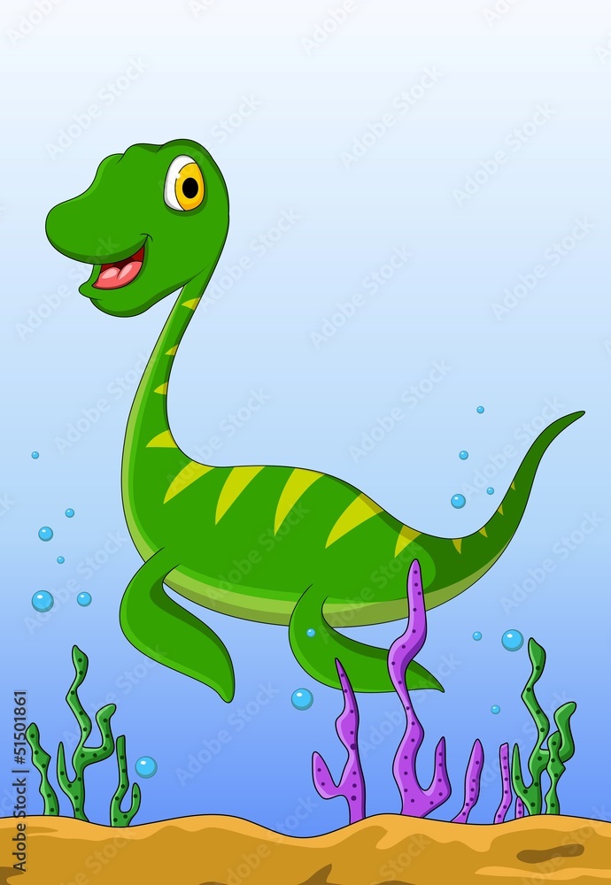 Fototapeta premium dinosaur cartoon on the water