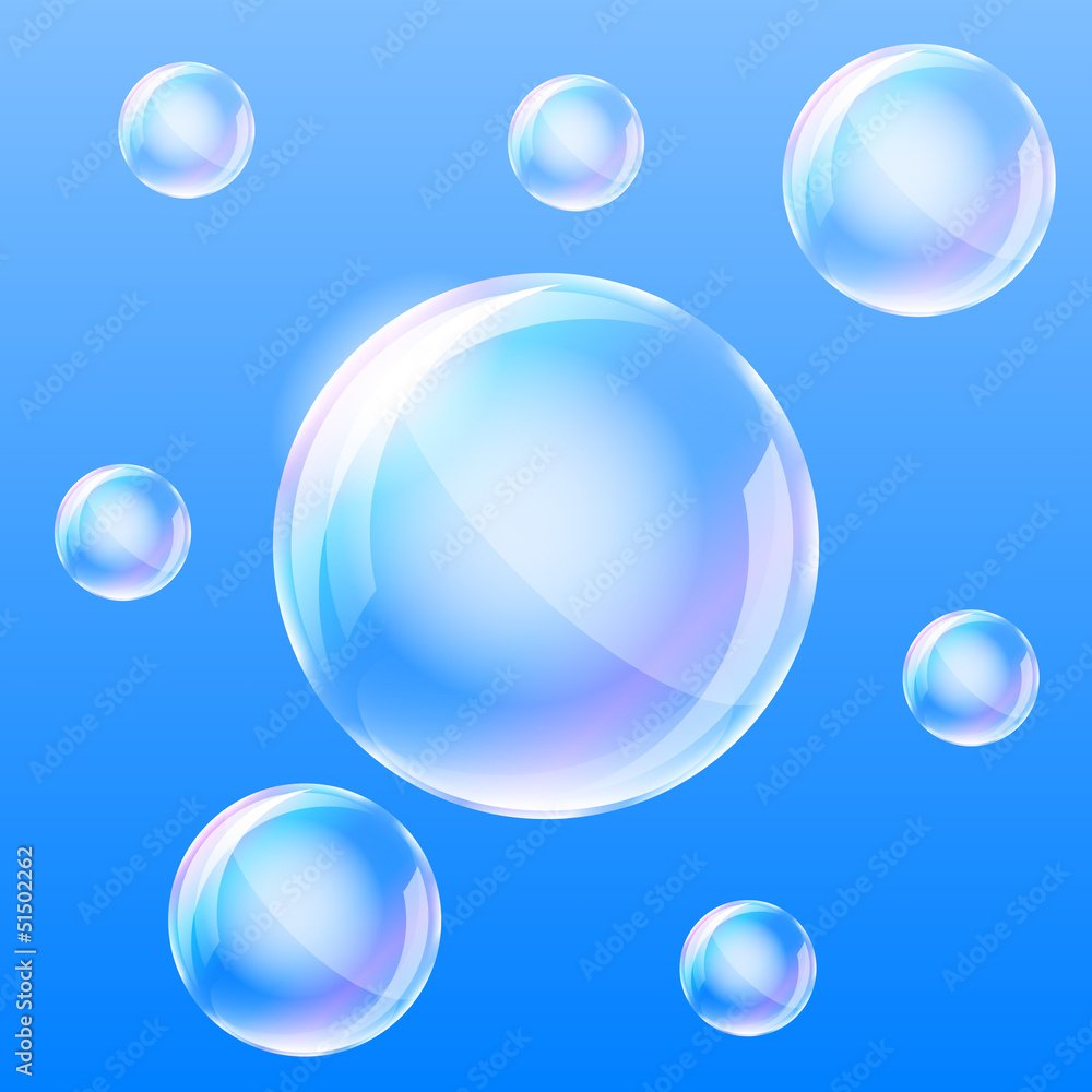 Realistic air bubbles in the water. Vector illustration Realistic air bubbles in the water. Vector illustration