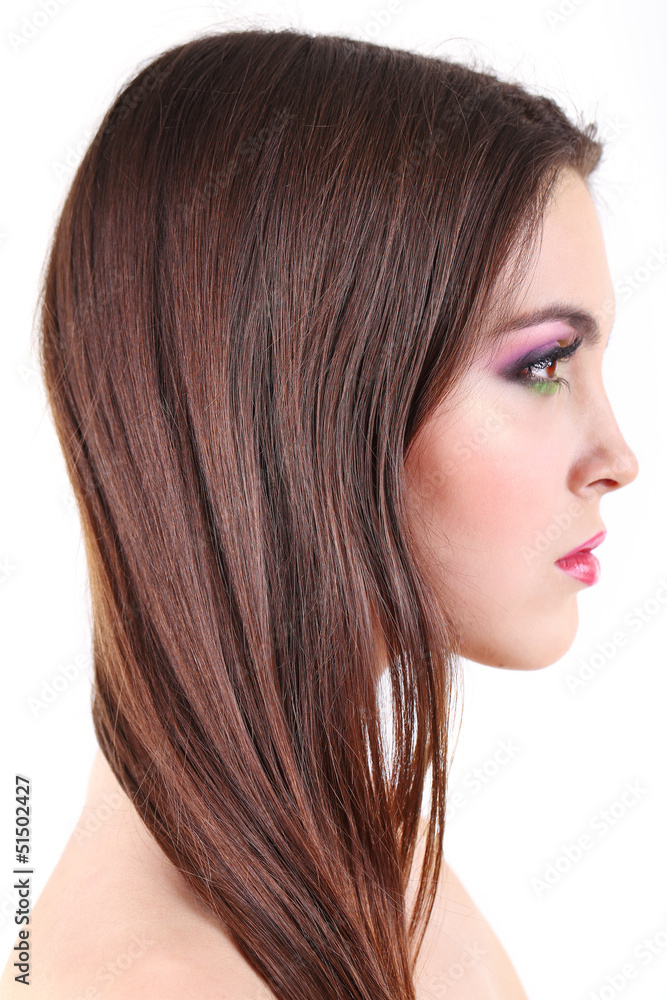 Woman hair style fashion portrait, isolated on white Woman hair style fashion portrait, isolated on white