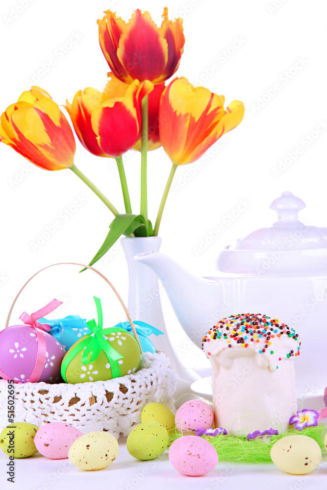 Place setting for Easter close up Place setting for Easter close up