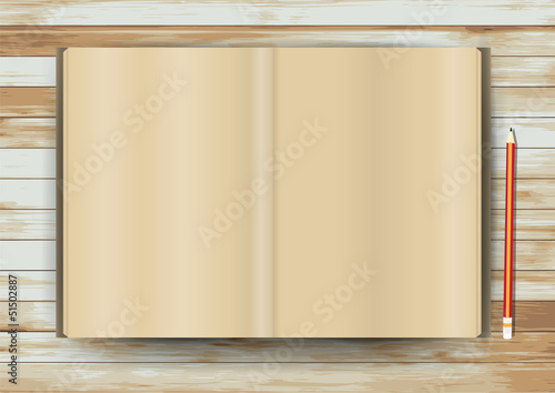 Vector blank magazine on wood texture background