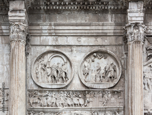 Photography Close-up on the Arch of Constantine in Rome