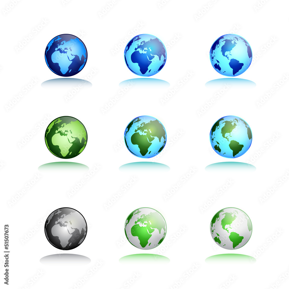 Modern globe. Set of icons