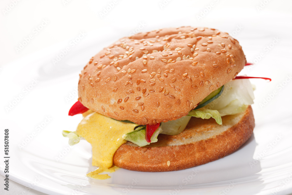 burger on the white burger on the white