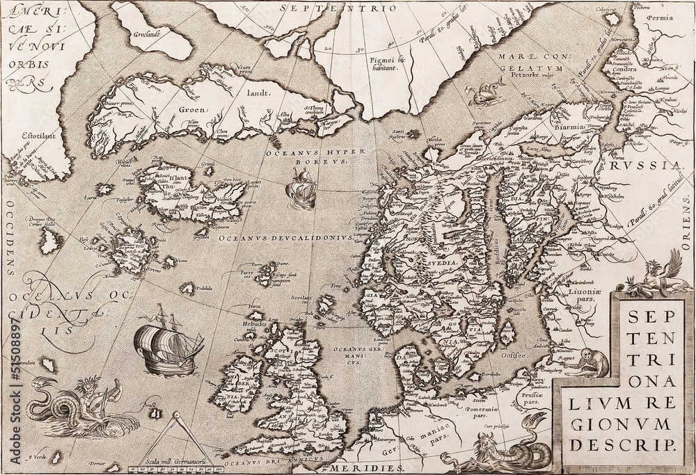 Naklejka premium Lithuania old map