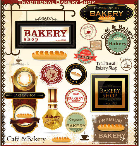 Bakery labels elegant retro style