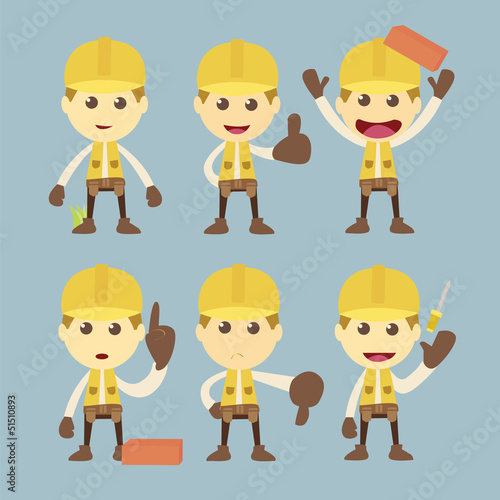 Industrial Construction Worker character set cartoon vector