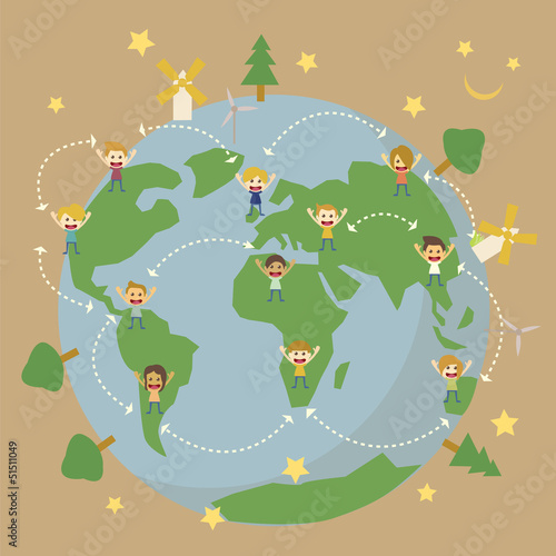 Children around the world save the planet earth