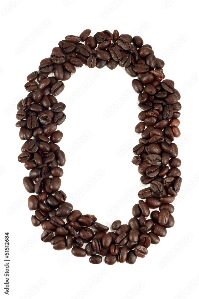 Number 0 from coffee beans Number 0 from coffee beans