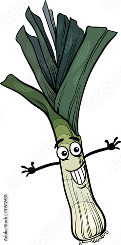cute leek vegetable cartoon illustration
