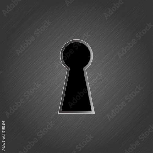 Keyhole on metal background - vector illustration