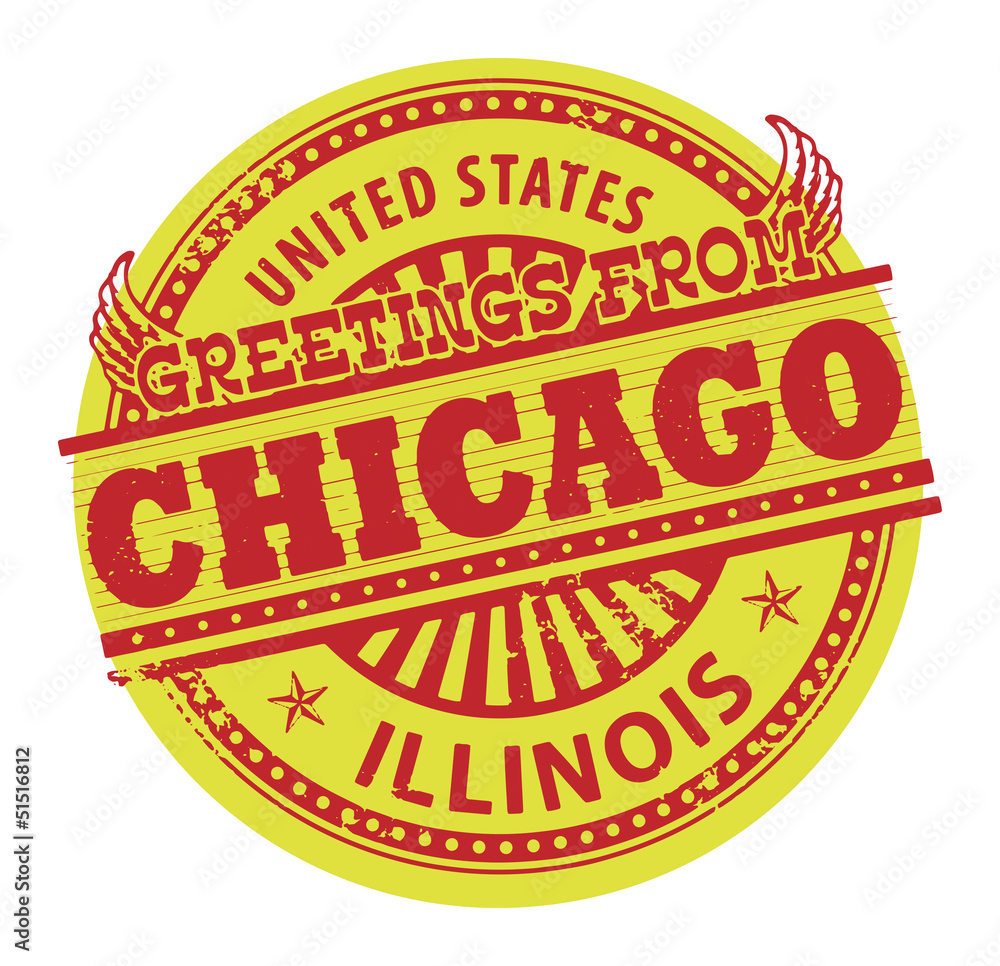 Grunge color stamp with text Greetings from Chicago, vector