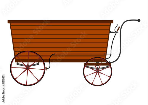Wooden retro cart. Vector.