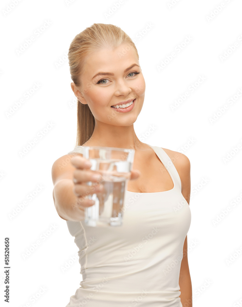 young smiling woman with glass of water young smiling woman with glass of water
