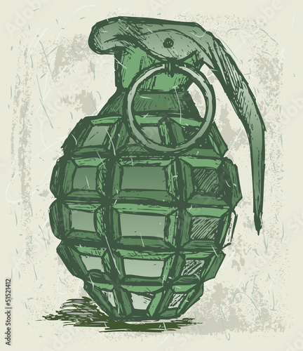 Hand grenade. Grunge style