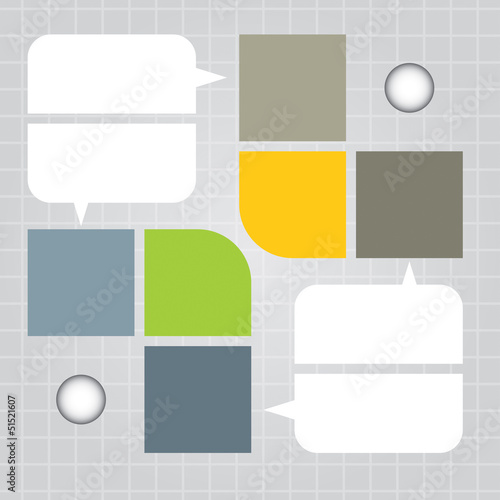 Infographic design with ribbons and notepapers
