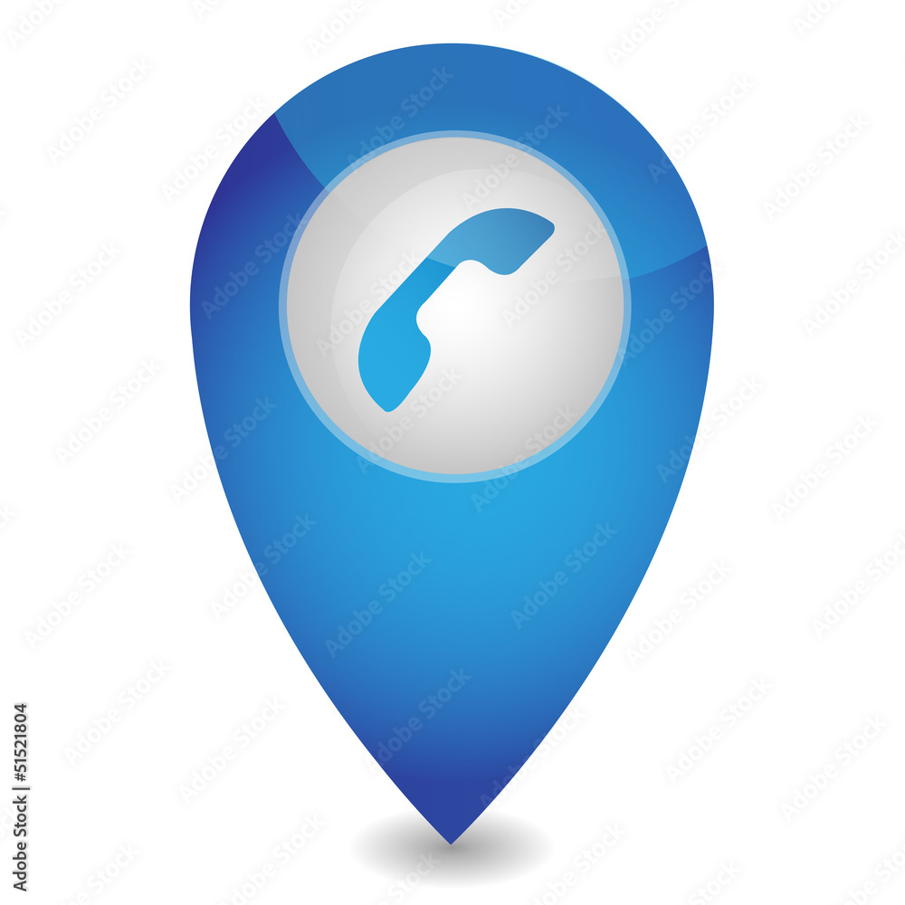 Map pointer with phone, vector illustration Map pointer with phone, vector illustration
