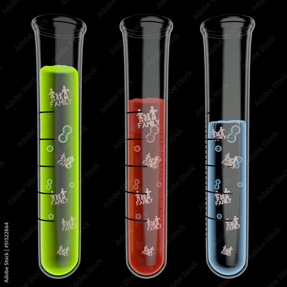 3d graphic of a medical family icon particles in test glass 3d graphic of a medical family icon particles in test glass