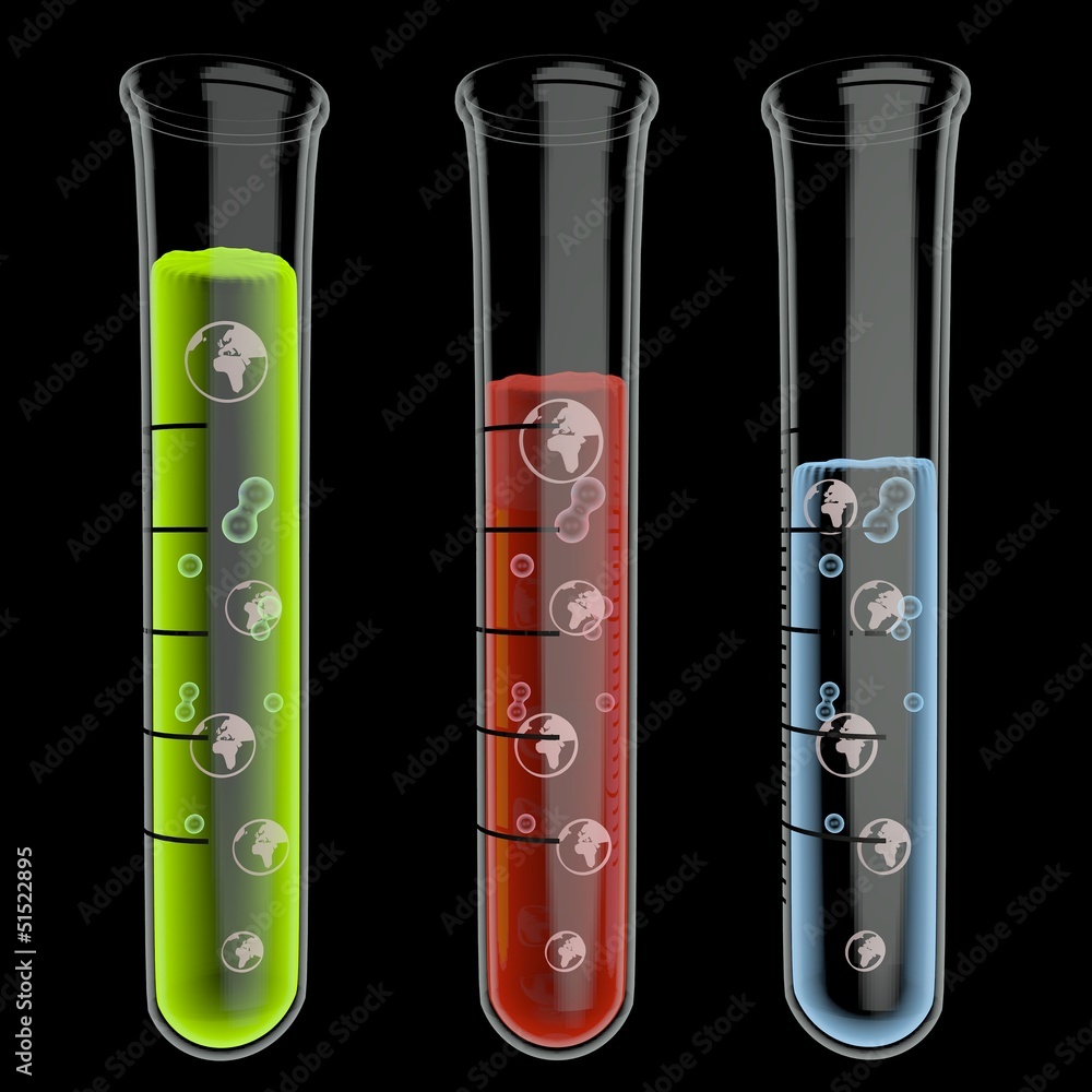 3d render of a international world icon particles in test glass 3d render of a international world icon particles in test glass