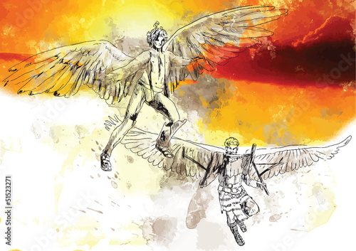 Icarus and Daedalus - drawing converted into vector