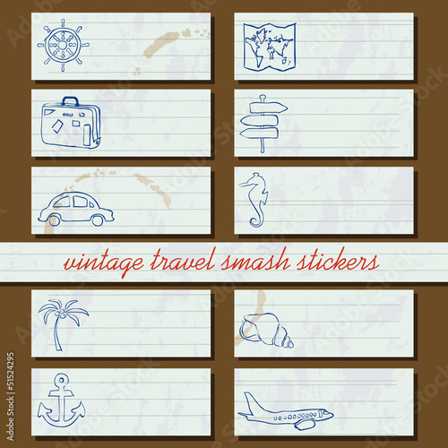 vintage travel smash stickers