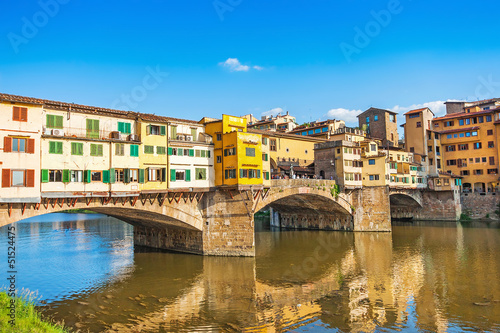 Ponte Vecchio with river Arno in Florence, Italy