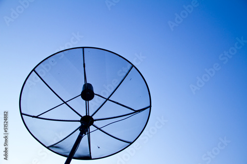 Satellite dish with the blue sky background