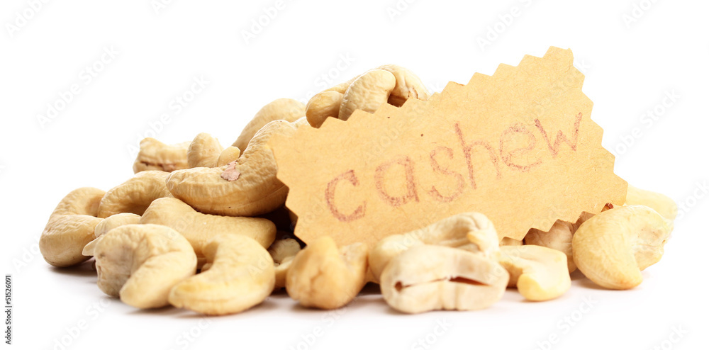 Fototapeta premium tasty cashew nuts, isolated on white