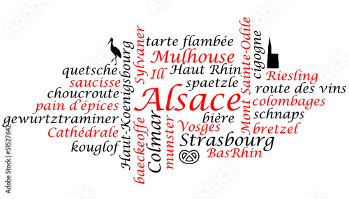 nuage de mots et dessins: Alsace
