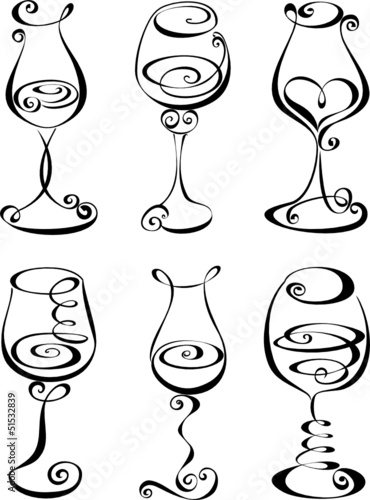 Set stylized wine glass