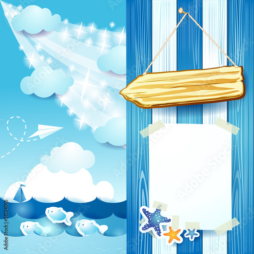 Seascape, vector background