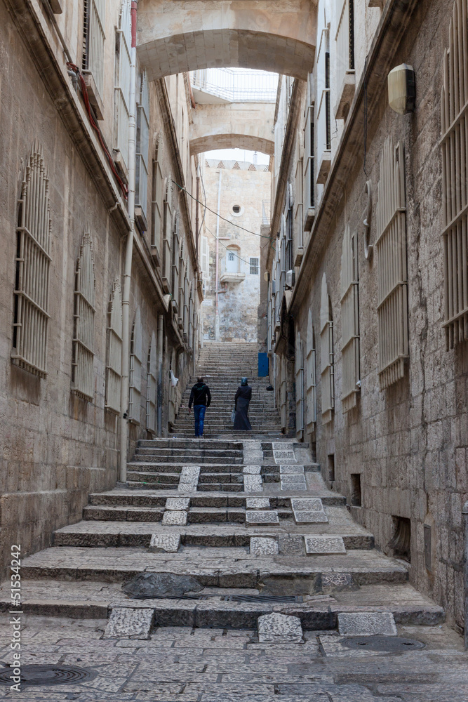 Narrow street in the Arab quarter of Jerusalem