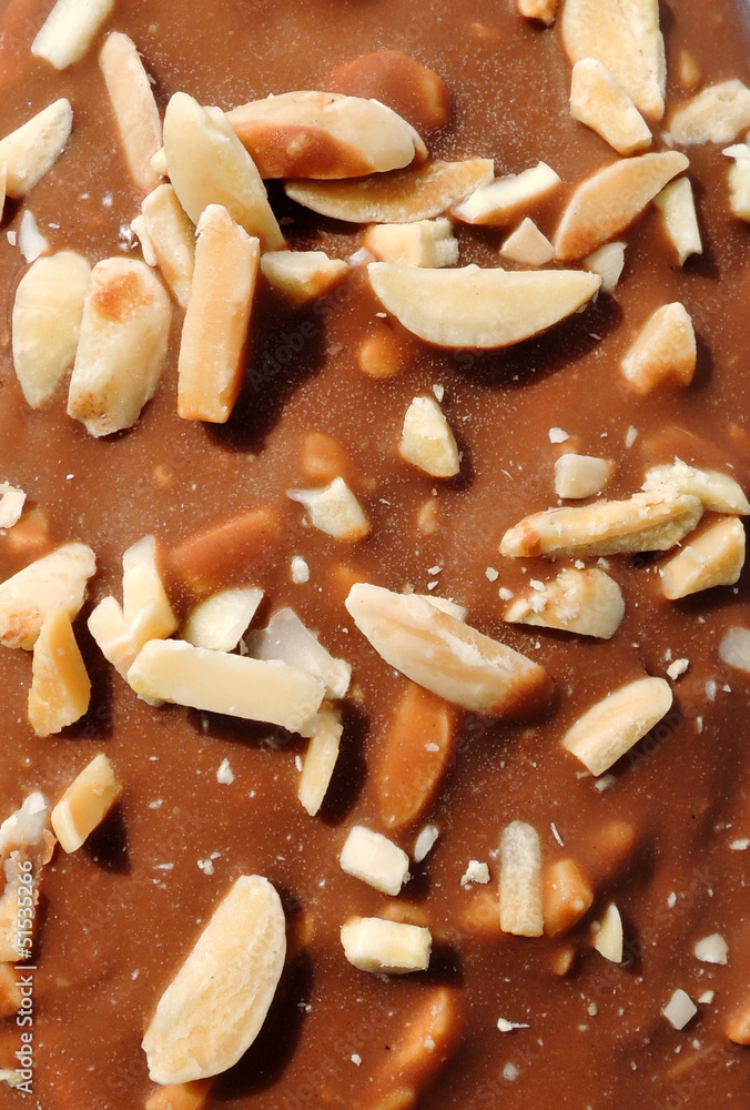 Chocolate almond ice-cream macro texture Chocolate almond ice-cream macro texture