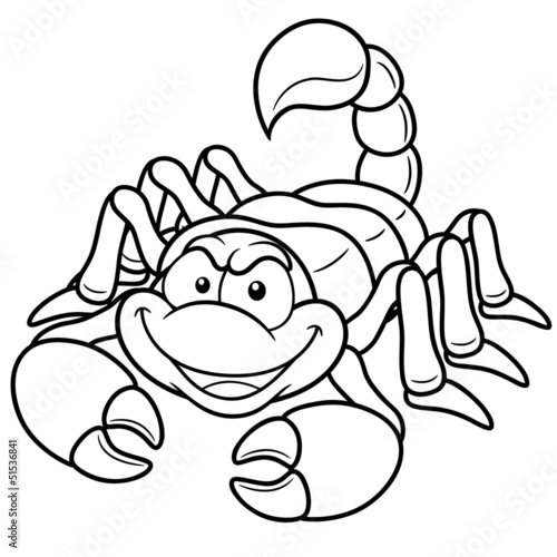 Vector illustration of cartoon scorpion - Coloring book