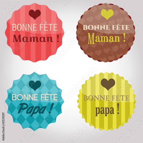 Badges rétro Fête des Mères/pères
