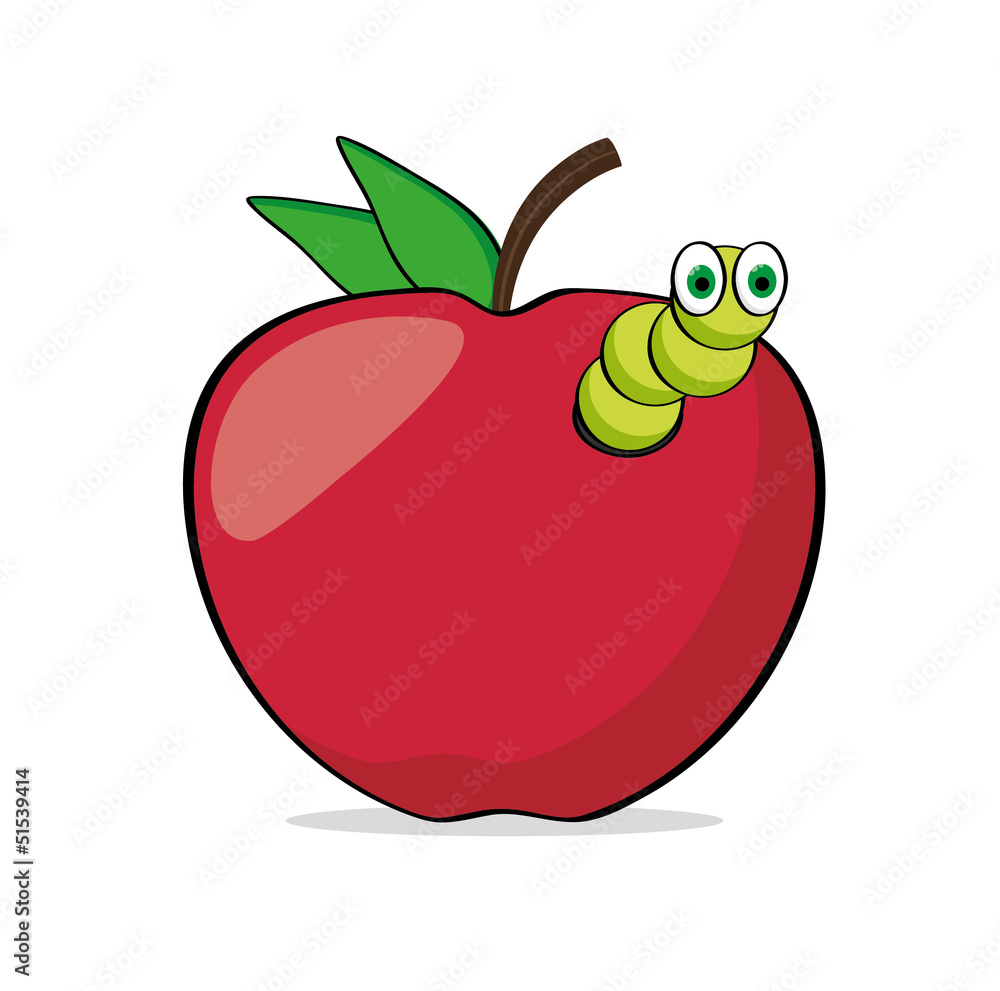 Apfel rot Wurm vektor Stock Vector | Adobe Stock