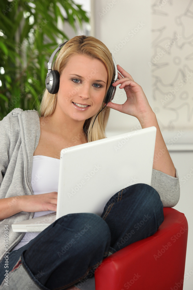 Woman with headphones Woman with headphones