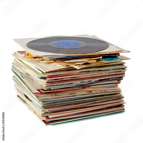 Obraz na płótnie Pile of vinyl records w salonie