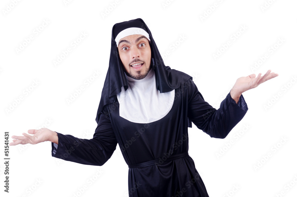 Male nun in funny religious concept Male nun in funny religious concept