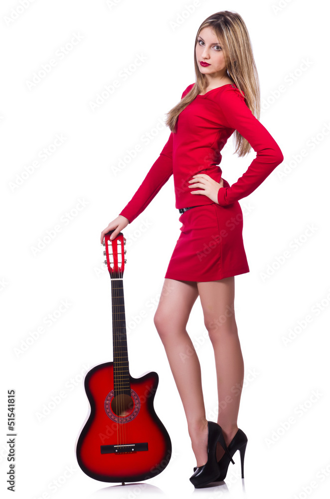 Guitar player woman isolated on white Guitar player woman isolated on white