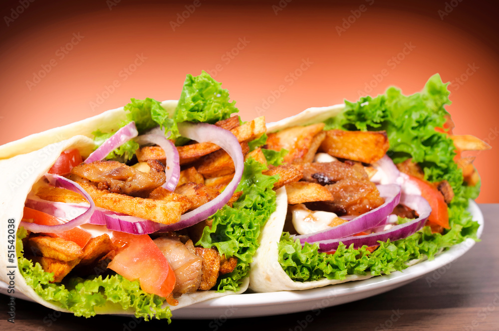 Gyros on plate Gyros on plate