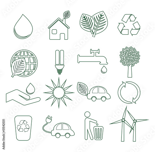 Set 1 icônes écologiques pictogramme