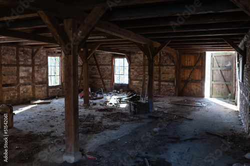 Wide angle shot Interior of an empty unused barn